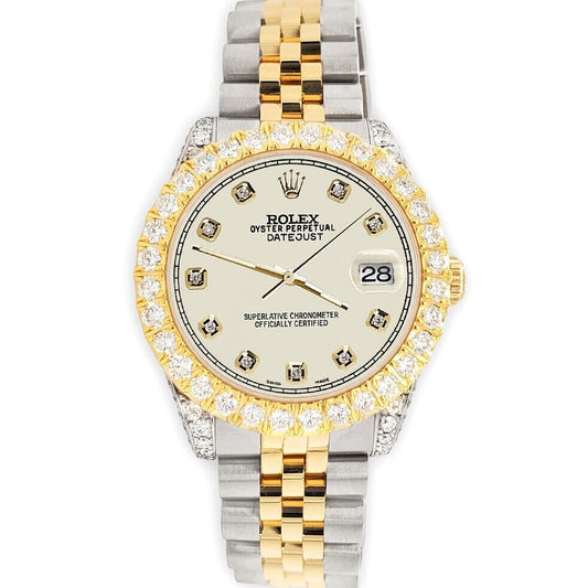 title:Rolex Datejust 31mm 2-Tone Watch 4.4ct Diamond Satin Linen Dial/Bezel/Case/Lugs TFJ-142508081;color:not applicable