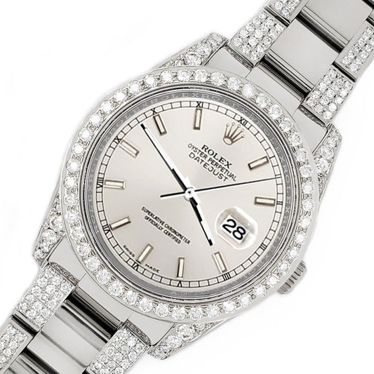 title:Rolex Datejust 36mm 5.9ct Diamonds Watch with Silver Stick Dial  TFJ-142507971;color:not applicable