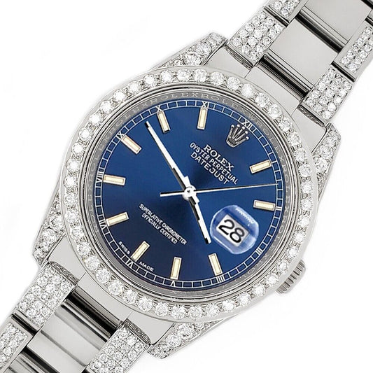 title:Rolex Datejust 36mm 5.9ct Diamonds Watch with Blue Stick Stick Dial   TFJ-142507965;color:not applicable