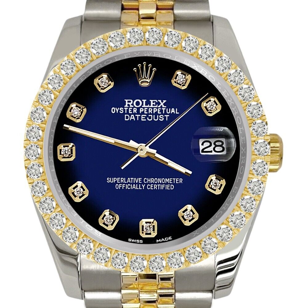 title:Rolex Datejust 36mm 2-Tone   Diamond Bezel/Blue Vignette Dial Jubilee Watch TFJ-142507941;color:not applicable