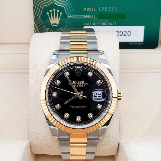 title:Rolex Datejust 41 126333 Factory Black Diamond Dial Gold/Steel Watch Box Papers TFJ-142507937;color:not applicable