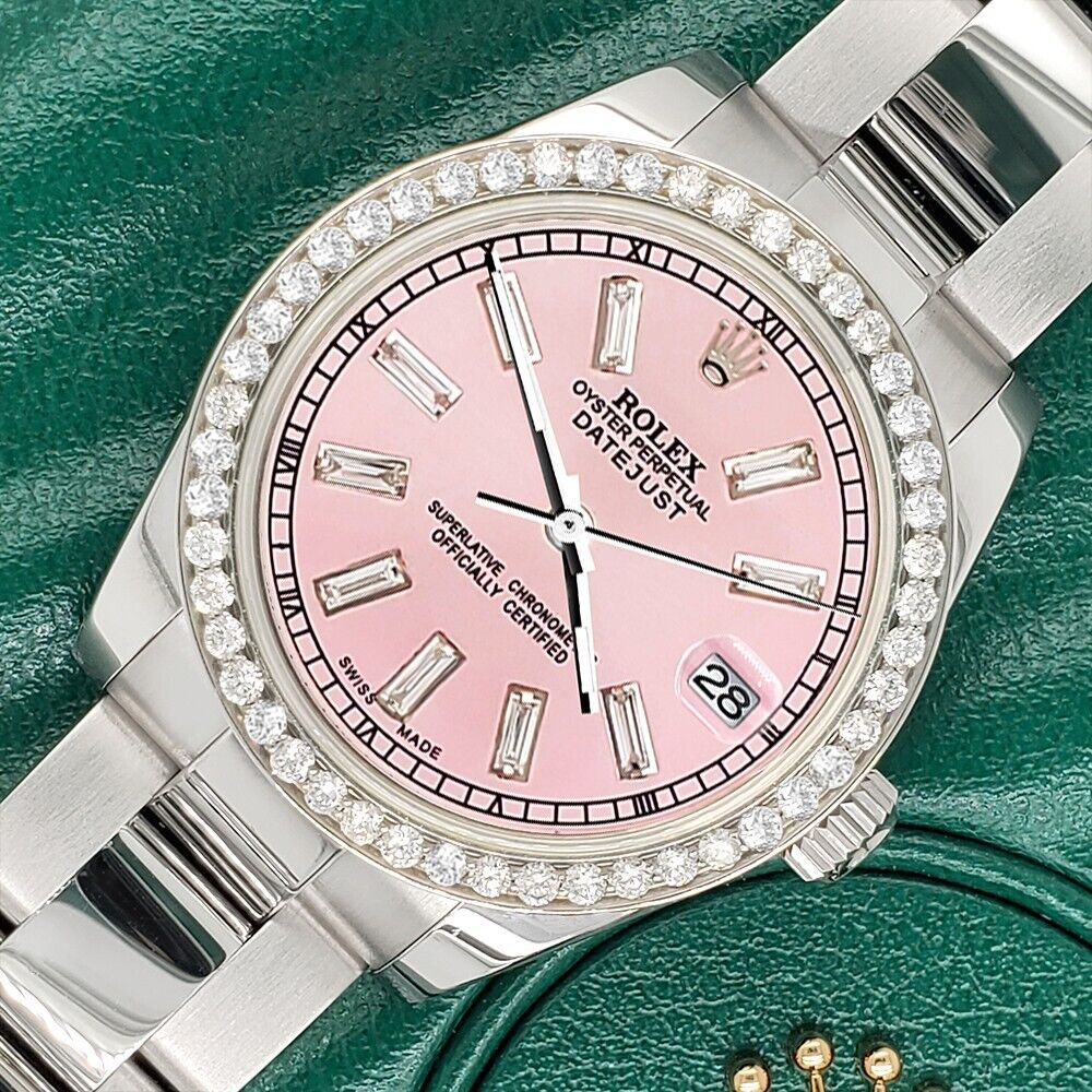 title:Rolex Datejust 31mm 1.2ct Diamond Bezel/Pink Baguette Diamond Dial   TFJ-142507925;color:not applicable