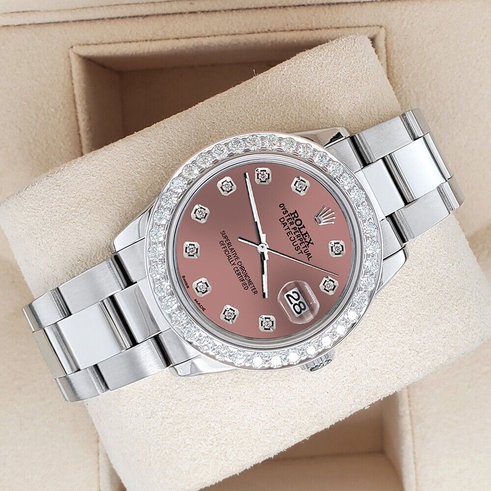 title:Rolex Datejust Midsize 31mm 1.52ct Bezel/Salmon Diamond Dial Steel Oyster Watch TFJ-142507893;color:not applicable