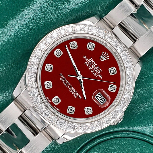 title:Rolex Datejust Midsize 31mm 1.52ct Bezel/Imperial Red Diamond Dial Oyster Watch TFJ-142507875;color:not applicable