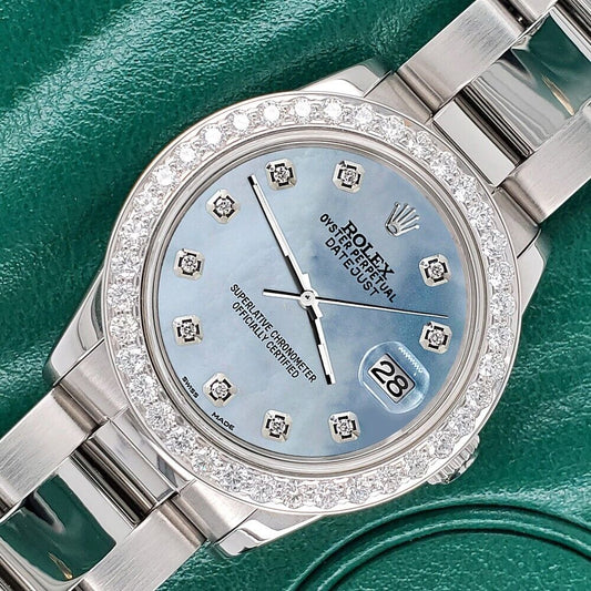 title:Rolex Datejust Midsize 31mm 1.52ct Bezel/Ice Blue Diamond Dial Oyster Watch TFJ-142507871;color:not applicable