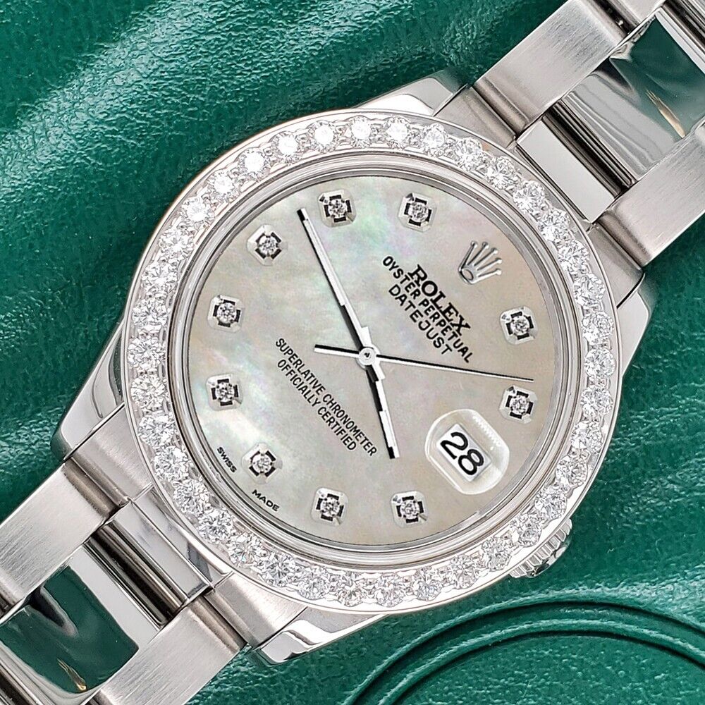 title:Rolex Datejust Midsize 31mm 1.52ct Bezel/Champagne MOP Diamond Dial Oyster Watch TFJ-142507881;color:not applicable