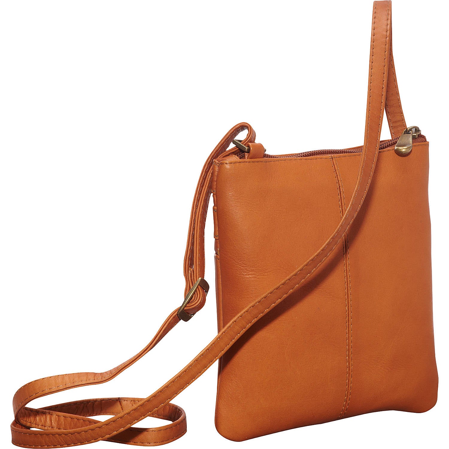 title:Le Donne Leather Two Zip Mini Crossbody Bag;color:CAFE