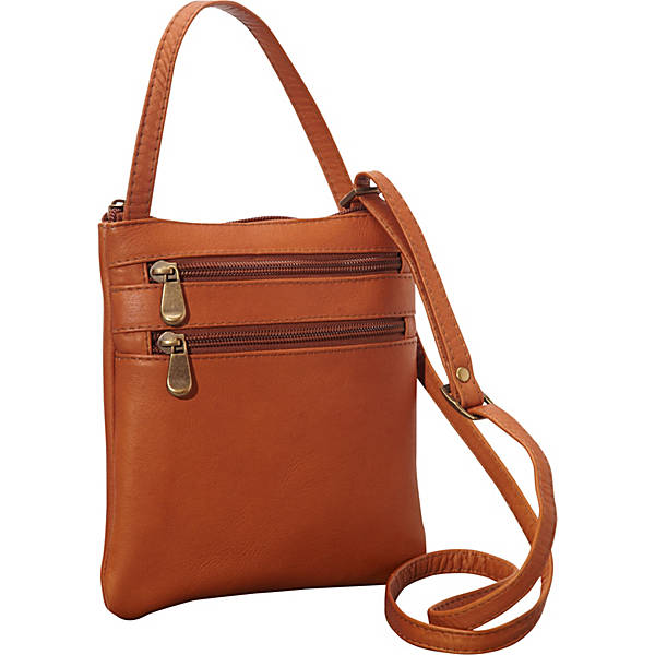 title:Le Donne Leather Two Zip Mini Crossbody Bag;color:TAN