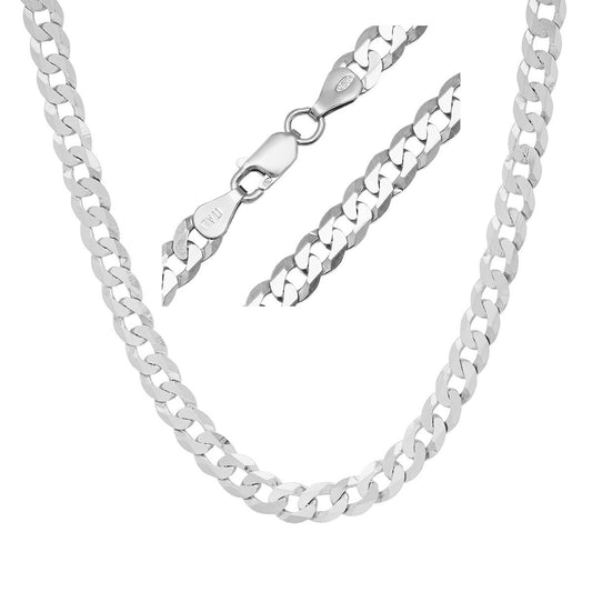 Mens Thick/Heavy Italian Sterling Silver 5.75mm Miami Cuban Curb Chain Necklace - Ruumur