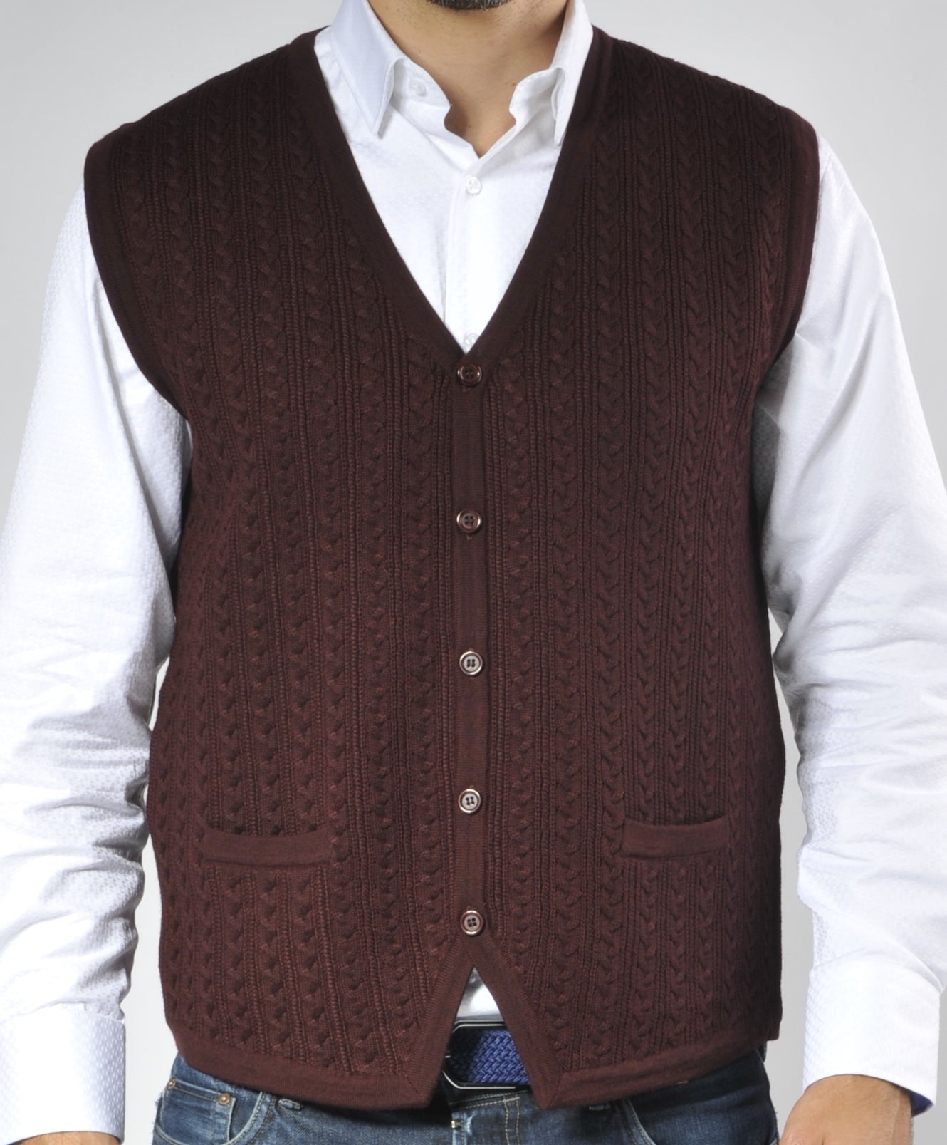 Burgundy Cable Knit Vest