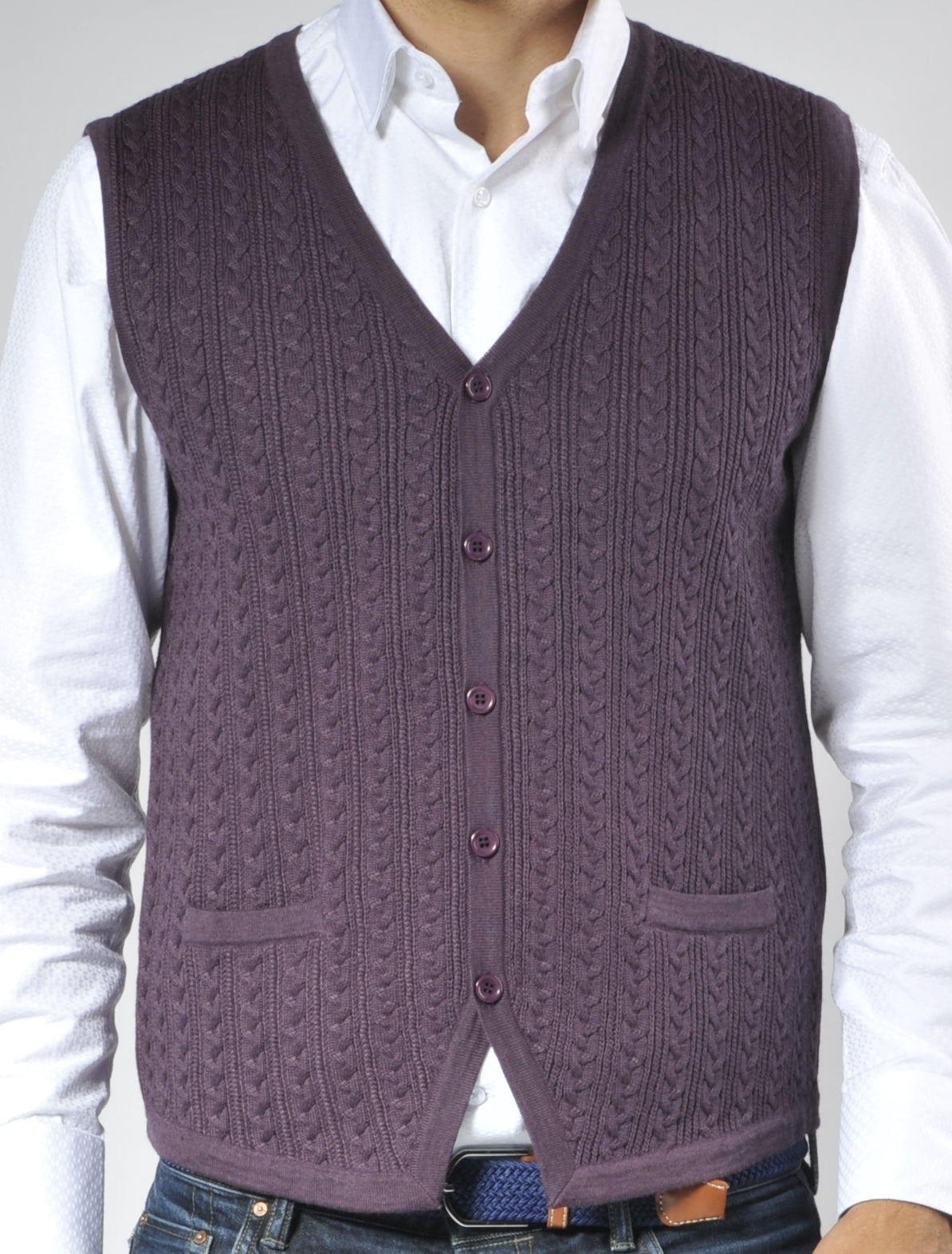 Purple Cable Knit Vest