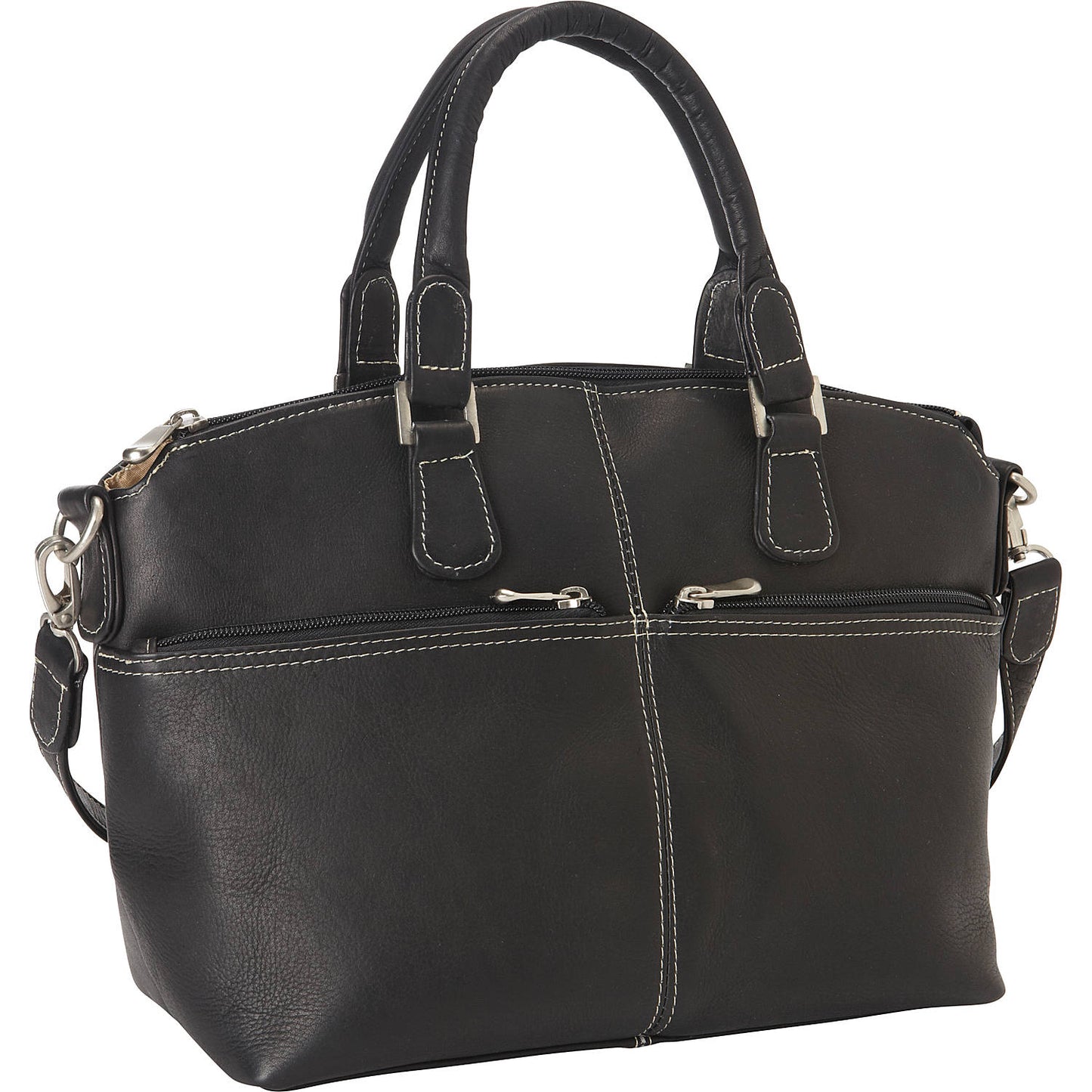 title:Le Donne Leather Classic Satchel;color:BLACK