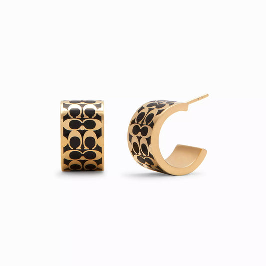 Coach Signature Enamel Huggie Earrings