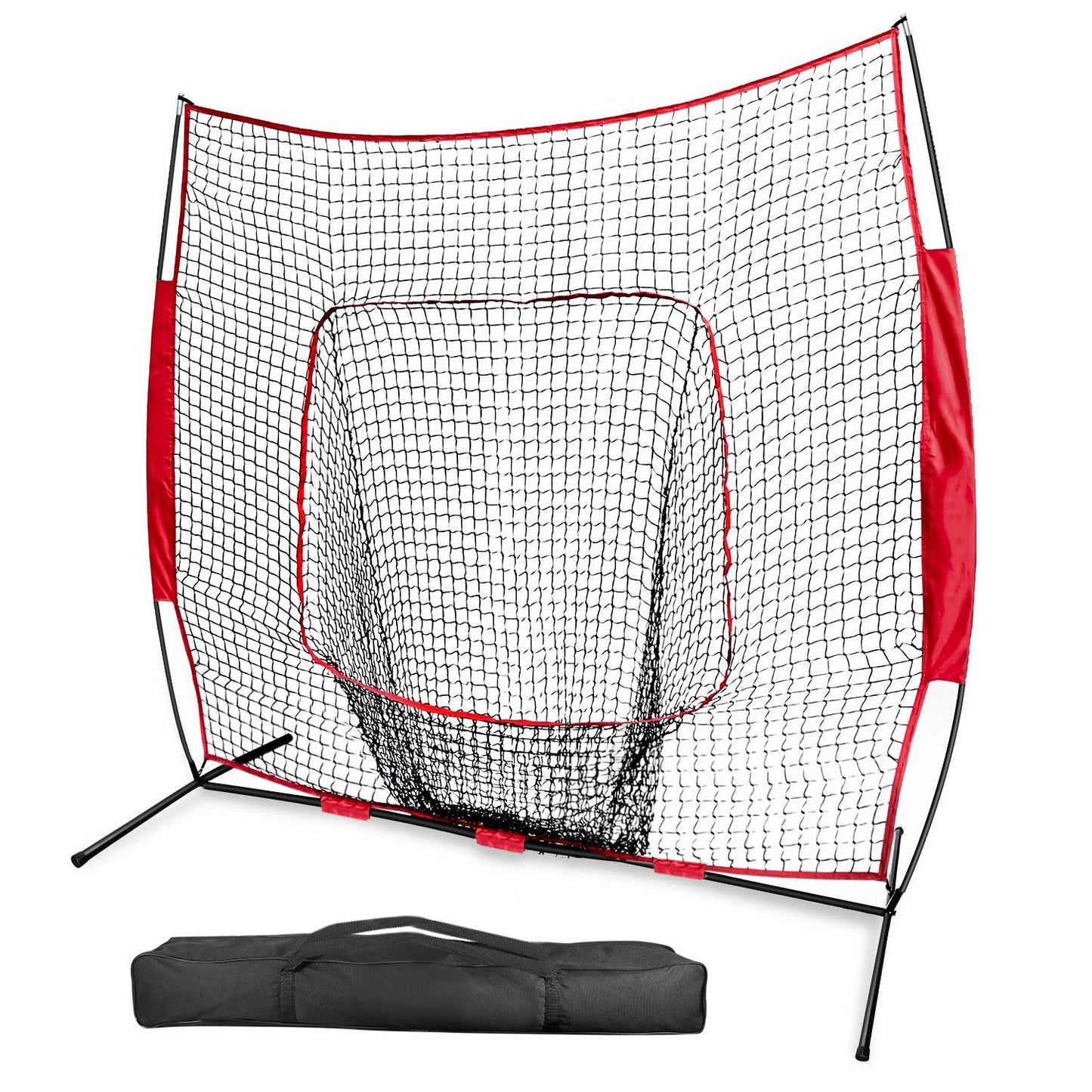 title:7x7ft Baseball Softball Teeball Practice Net Batting Hitting Pitching Training Net w/ Bow Frame Carrying Bag for Solo Team Training;color:not applicable