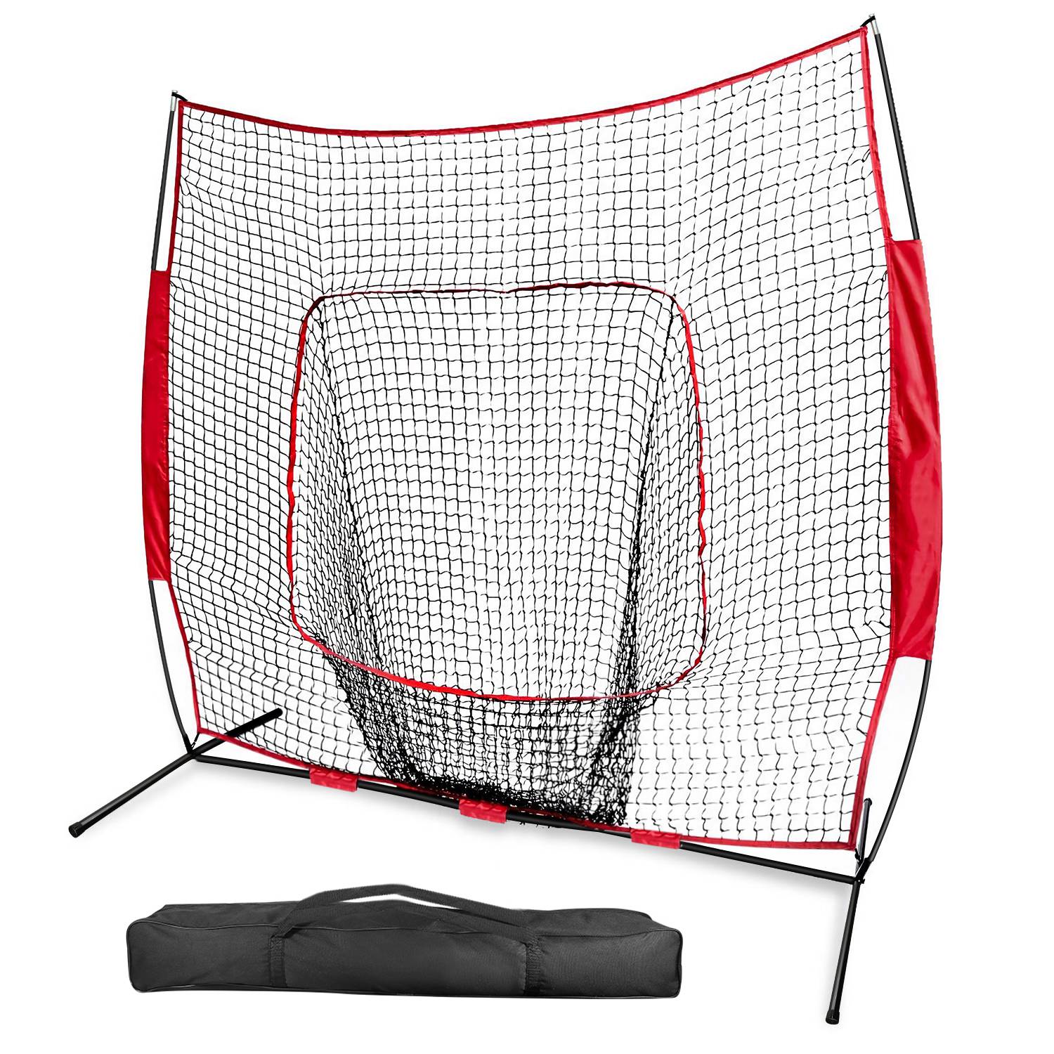 title:7x7ft Baseball Softball Teeball Practice Net Batting Hitting Pitching Training Net w/ Bow Frame Carrying Bag for Solo Team Training;color:not applicable