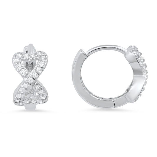 title:Sterling Silver Petite CZ Heart Infinity Huggy Hoop Earrings;color:not applicable