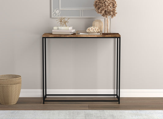 Safdie & Co. Console Table 31" Brown Reclaimed Wood Black Metal, Entryway or Sofa Table for Living Room