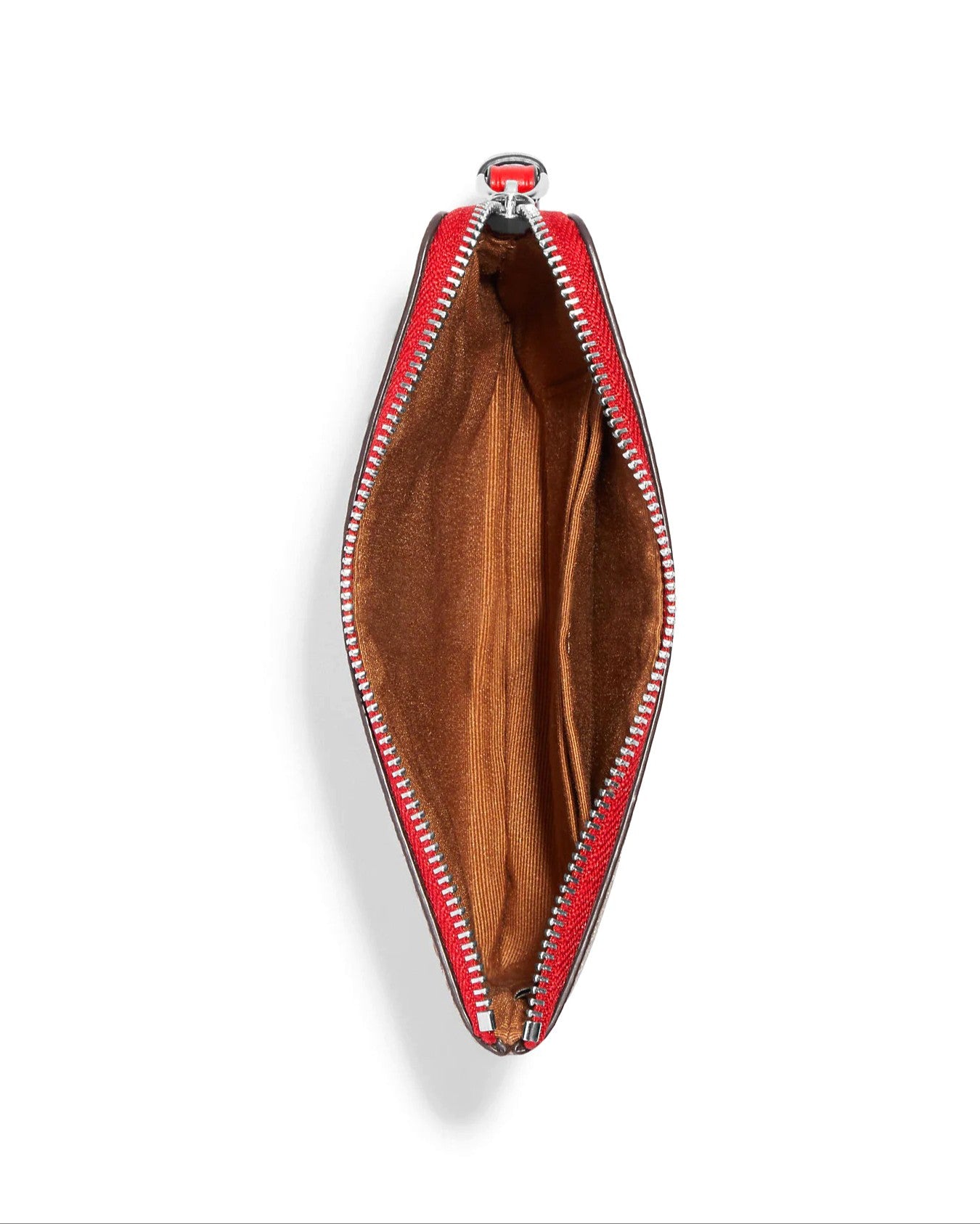 Coach Women's Khaki & Electric Red Corner Zip Wristlet In Signature Ca