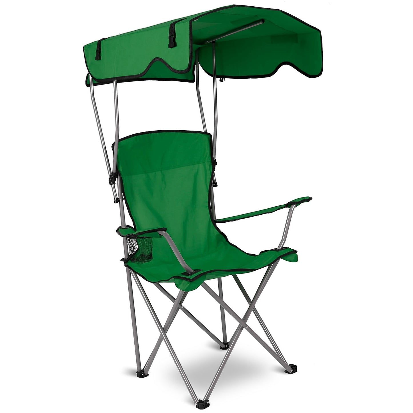 title:Foldable Beach Canopy Chair Sun Protection Camping Lawn Canopy Chair 330LBS Load Folding Seat w/ Cup Holder For Beach Poolside Travel Picnic;color:Green