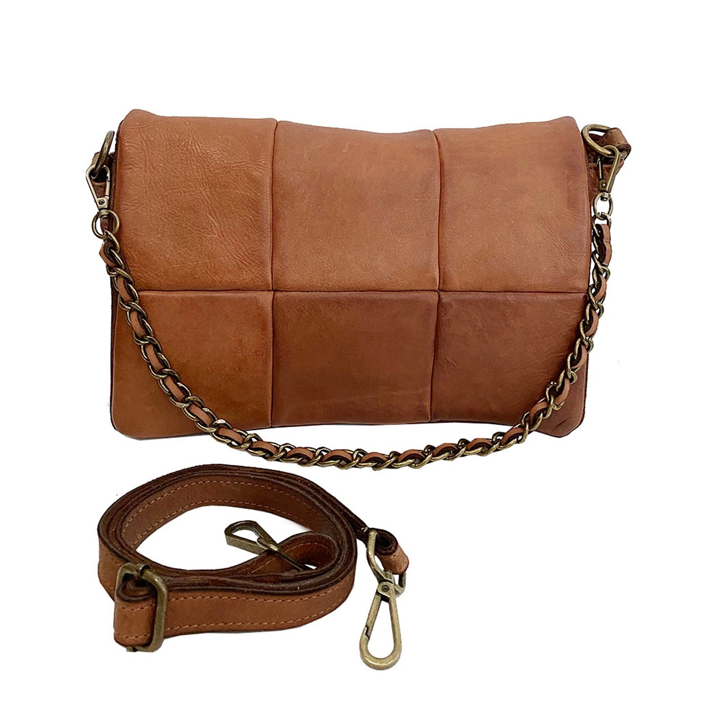 title:Bolsa Nova Tina Quilted Shoulder Bag;color:Cognac