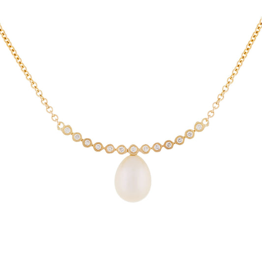 title:Splendid Pearls 14K Yellow Gold Pearl Pendant HE-229YG;color:White