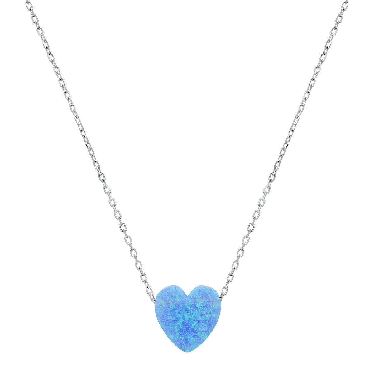 Sterling Silver Opal Heart Necklace - Ruumur