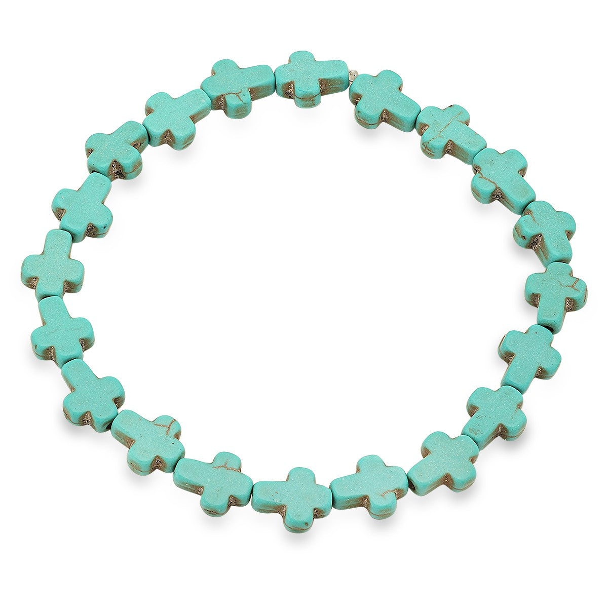 Genuine Turquoise Mini Cross Stretch Bracelet