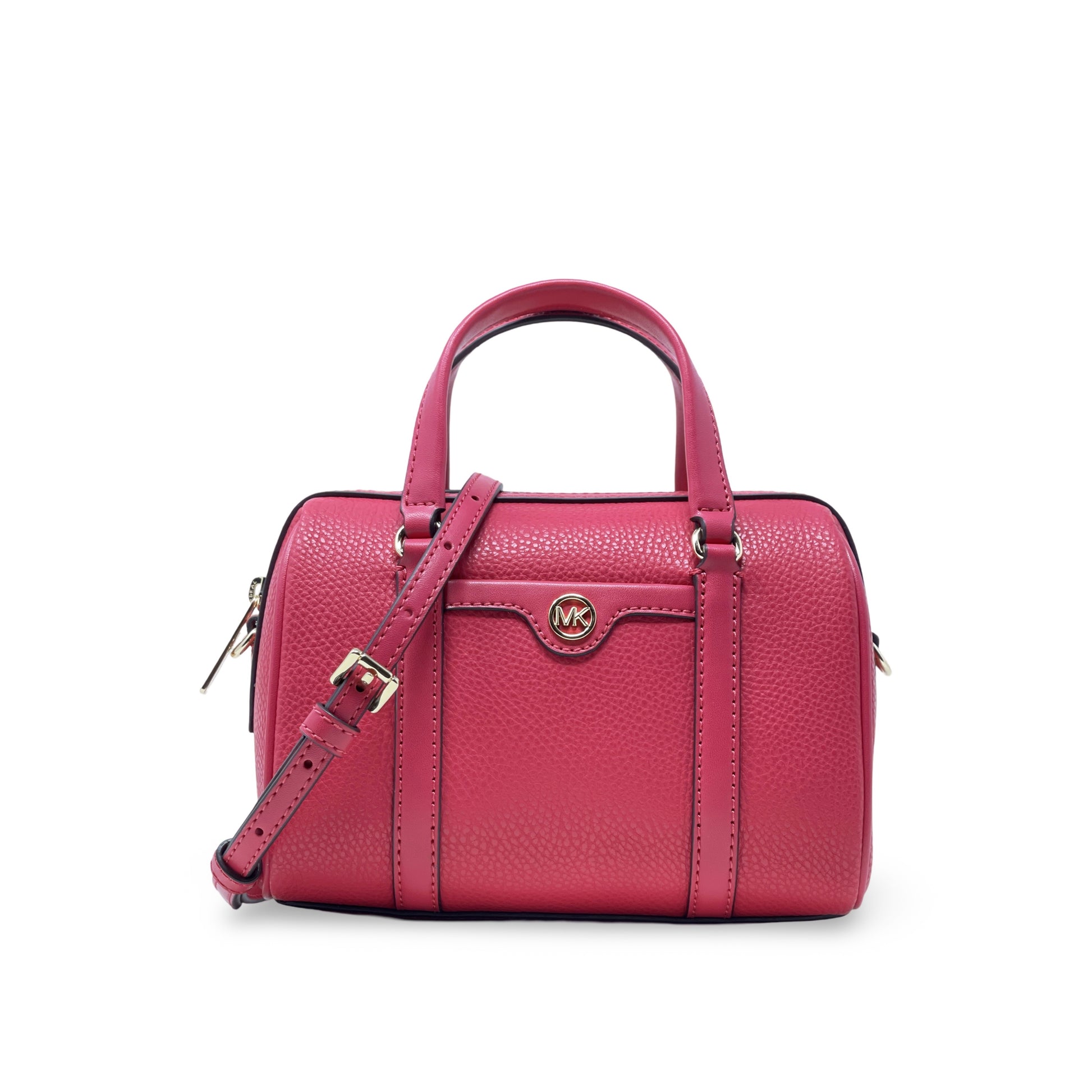 title:Michael Kors Women's Jet Set Travel Pebbled Leather Small Duffle Crossbody;color:Electric Pink