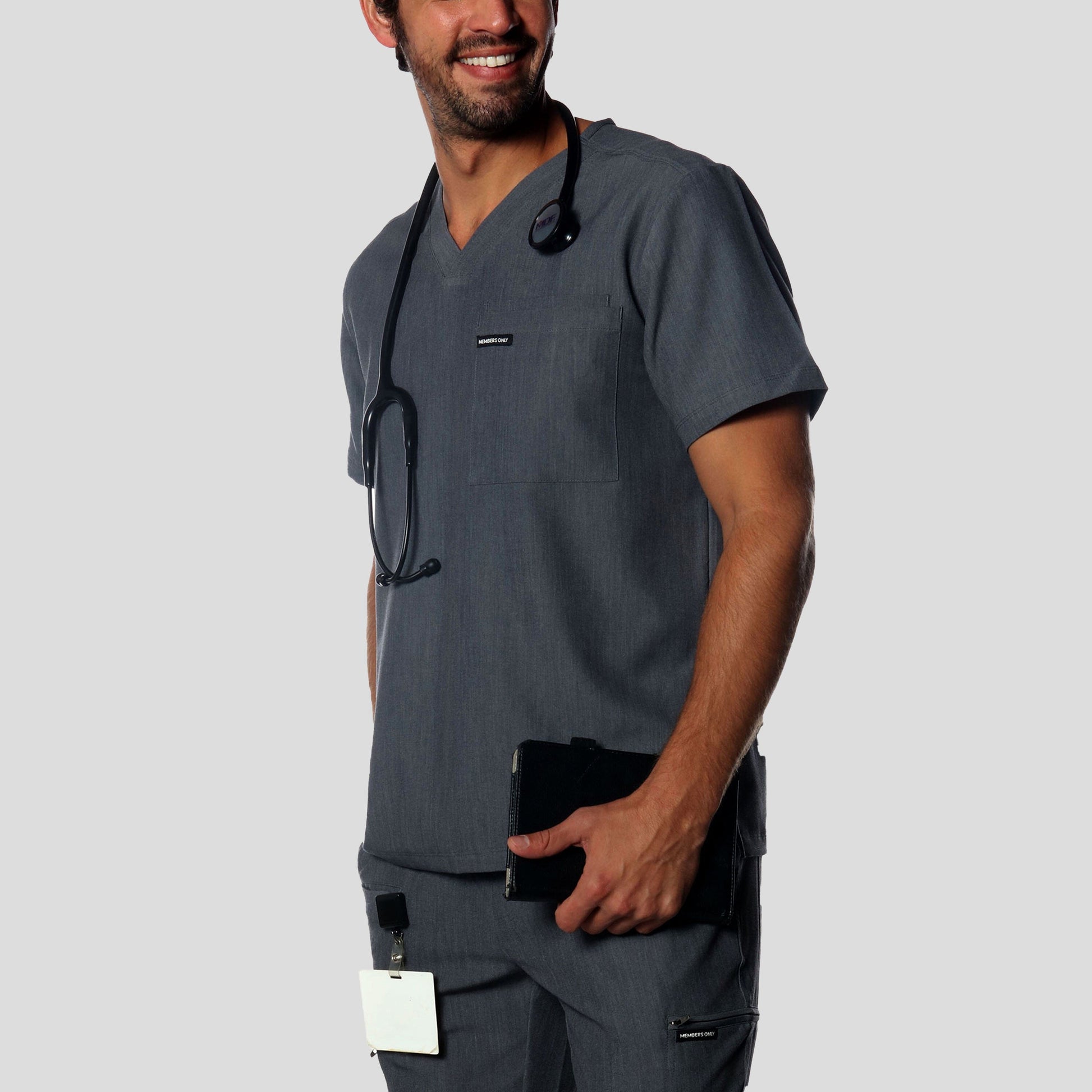 Brighton 3-Pocket Scrub Top Mens Scrub Top Members Only 