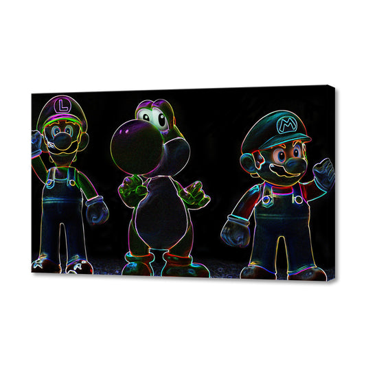 Luigi-Yoschi-Mario Fine Art Stretched Canvas