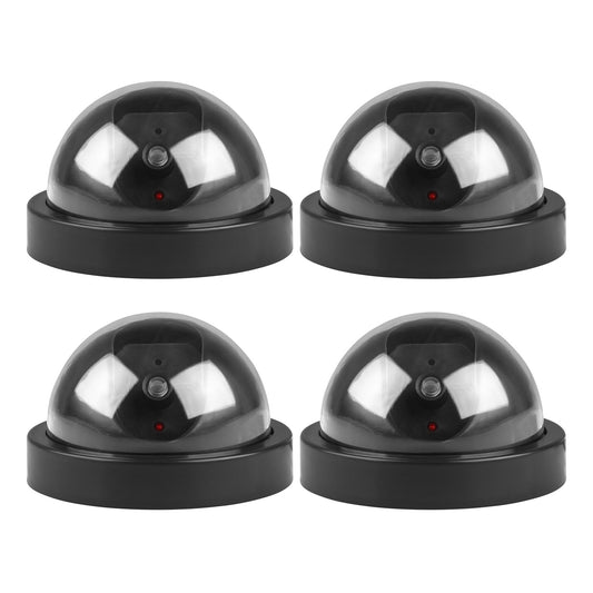 title:Fresh Fab Finds 4Packs Fake Security Camera Dome Dummy Camera w/ Realistic Looking Flash LED Lights Simulated Surveillance Security for Home Shop Factory;color:Black