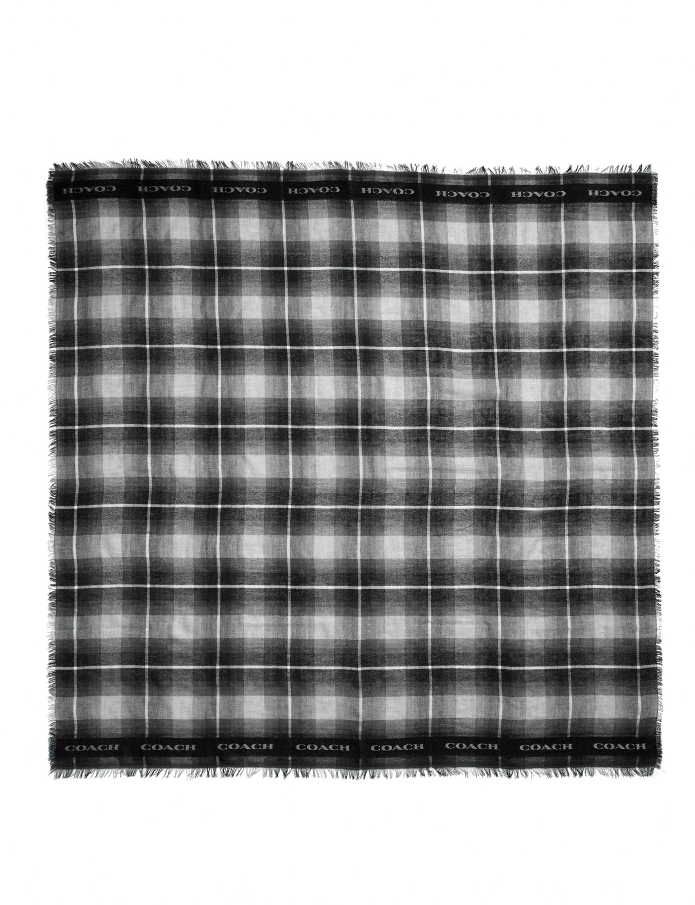 Coach Lightweight Plaid Print Oversized Square Scarf