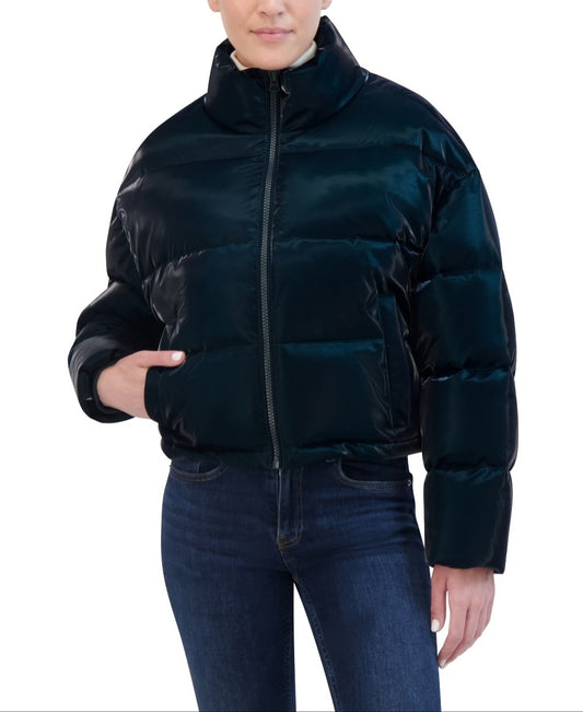 Hudson Jeans Women's Liquid Cire Oversized Short Puffer Jacket