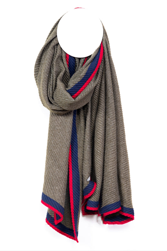 di firenze Crinkled Oversized Scarf With Contrast Border