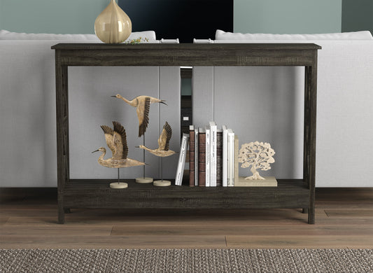 Safdie & Co. Console Table 47.25" Dark Grey 1 Shelf, Entryway or Sofa Table for Living Room