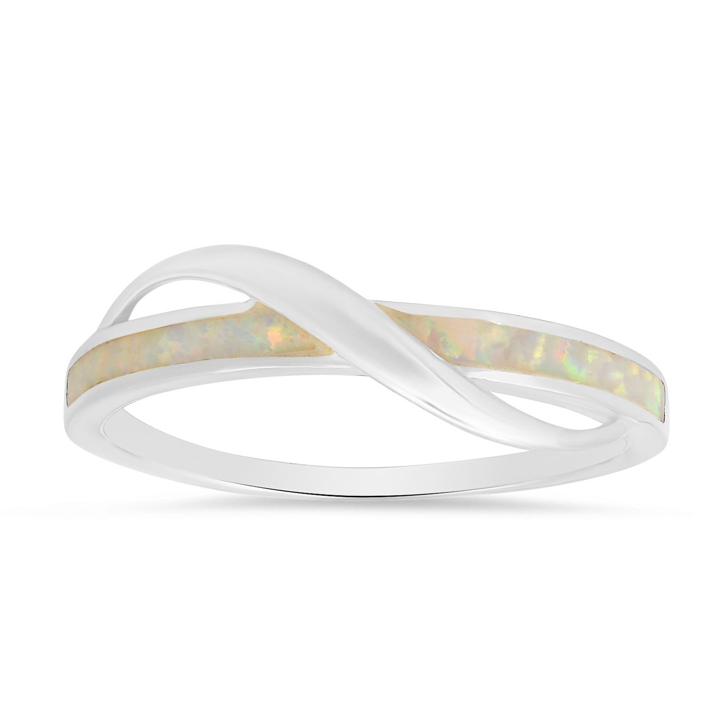 Sterling Silver Opal Wave Ring