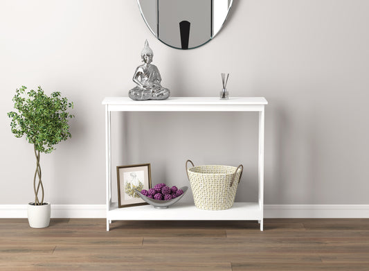 Safdie & Co. Console Table 39.5" White 1 Shelf, Entryway or Sofa Table for Living Room