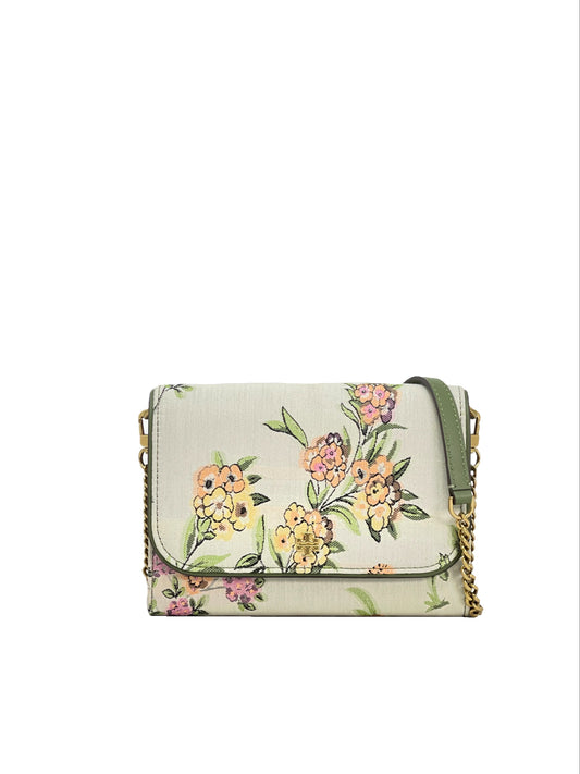 title:Tory Burch Mint Winter Sage Floral Emerson Brocade Chain Wallet;color:Mint Winter Sage Floral