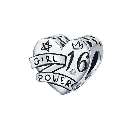 Sterling Silver 'Girl Power' Heart Charm