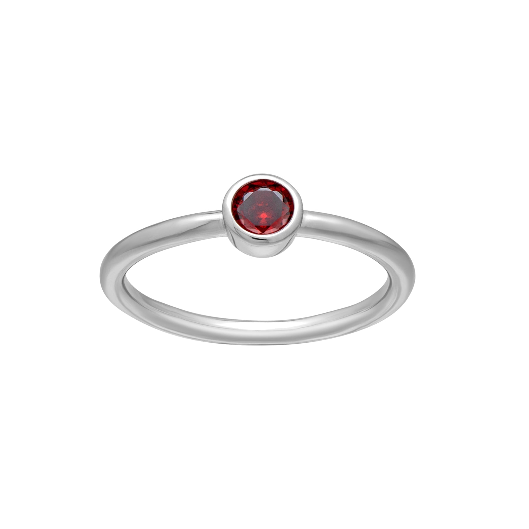 Silvertone CZ Birthstone Solitaire Ring - Ruumur