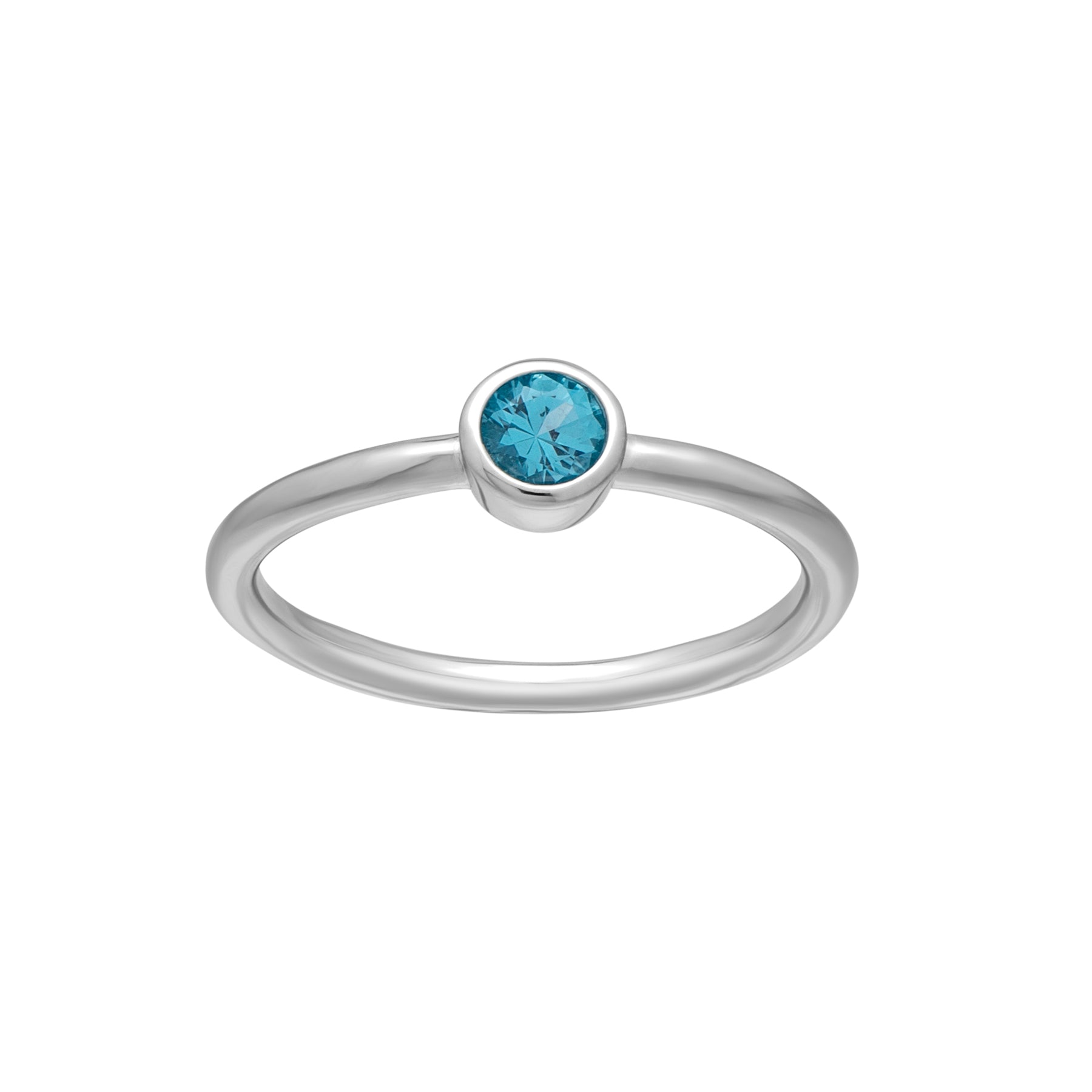 Silvertone CZ Birthstone Solitaire Ring - Ruumur