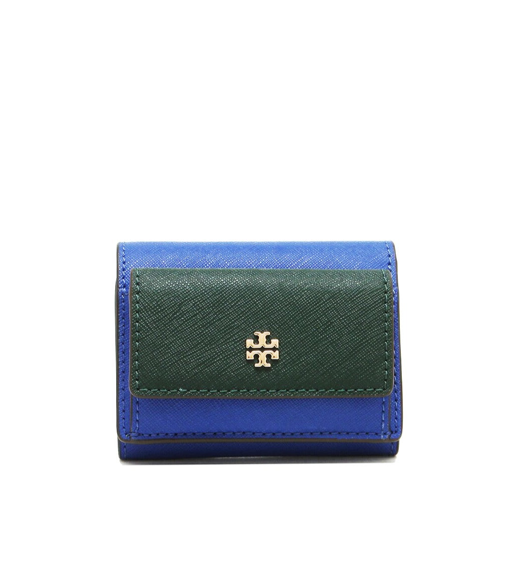 title:Tory Burch Nautical Blue / Jitney Green / Seltzer Emerson Colorblock Micro Wallet;color:Nautical Blue / Jitney Green / Seltzer