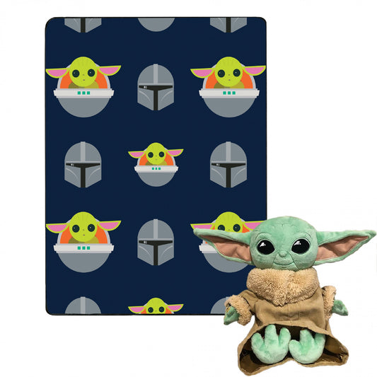 title:Star Wars The Mandalorian & The Child Grogu 40x50 Throw w/Plush Hugger;color:Green