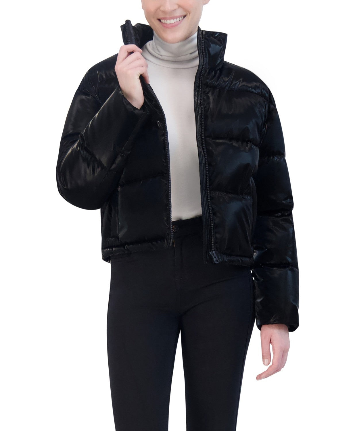 Hudson Jeans Women's Liquid Cire Oversized Short Puffer Jacket