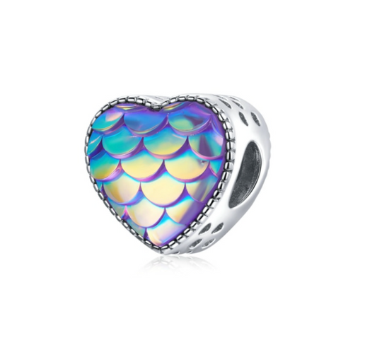 Sterling Silver Mermaid Scales Heart Charm