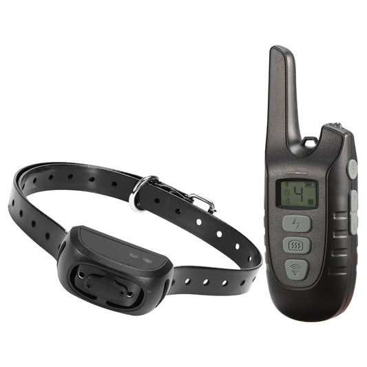 title:Dog Training Collar IP67 Waterproof Rechargeable Dog Shock Collar w/ 1640FT Remote Range Beep Vibration Shock 3 Training Modes;color:Black