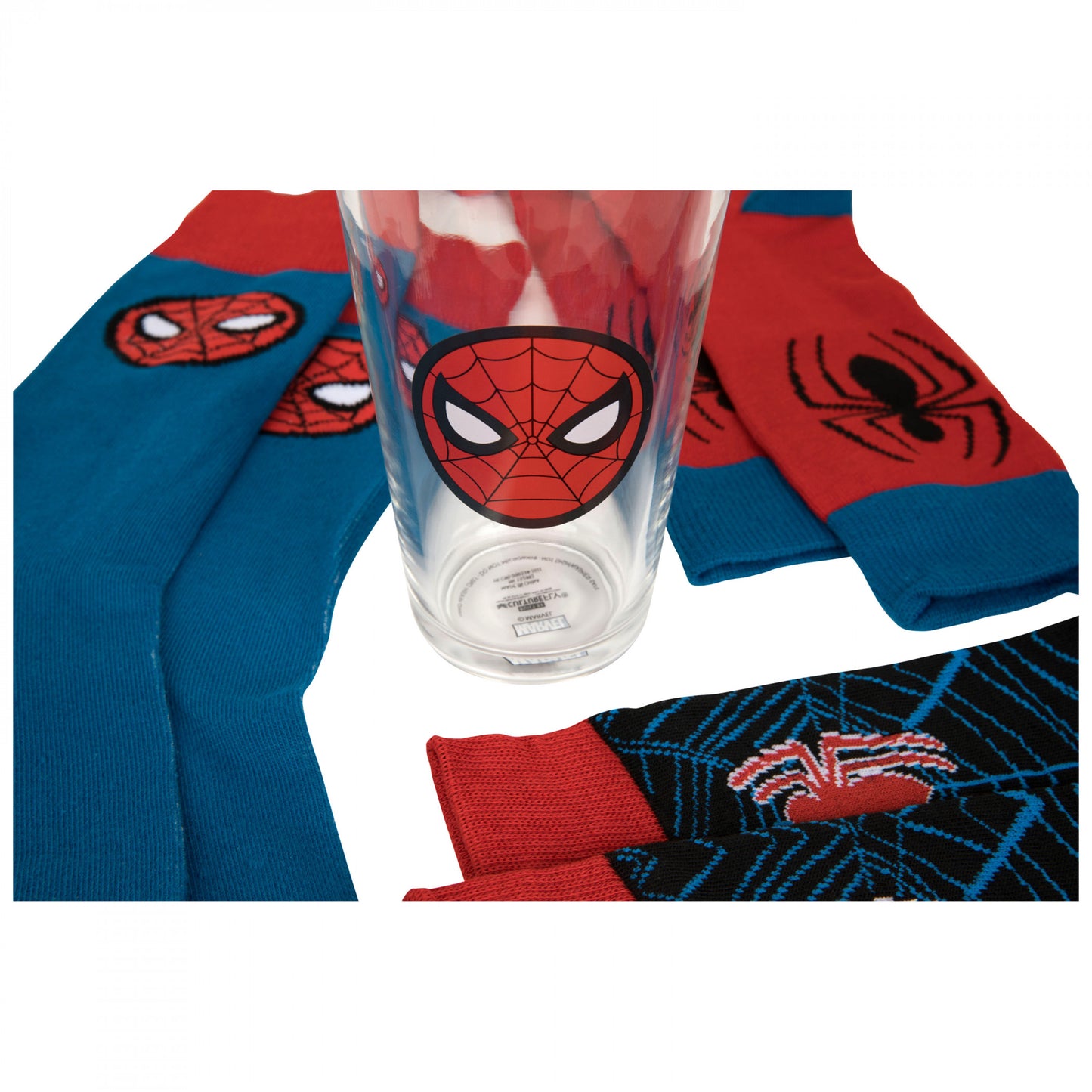 title:Spider-Man 3-Pack of Crew Socks and Pint Glass Gift Set;color:Multi-Color