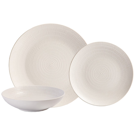 title:Safdie & Co. Dinnerset 12PC Stoneware Capri White;color:White