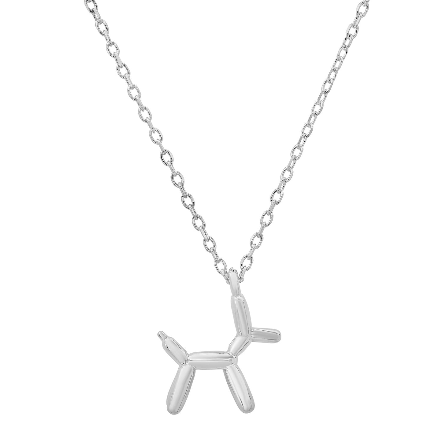 title:Sterling Silver Balloon Dog Pendant Necklace;color:Silver