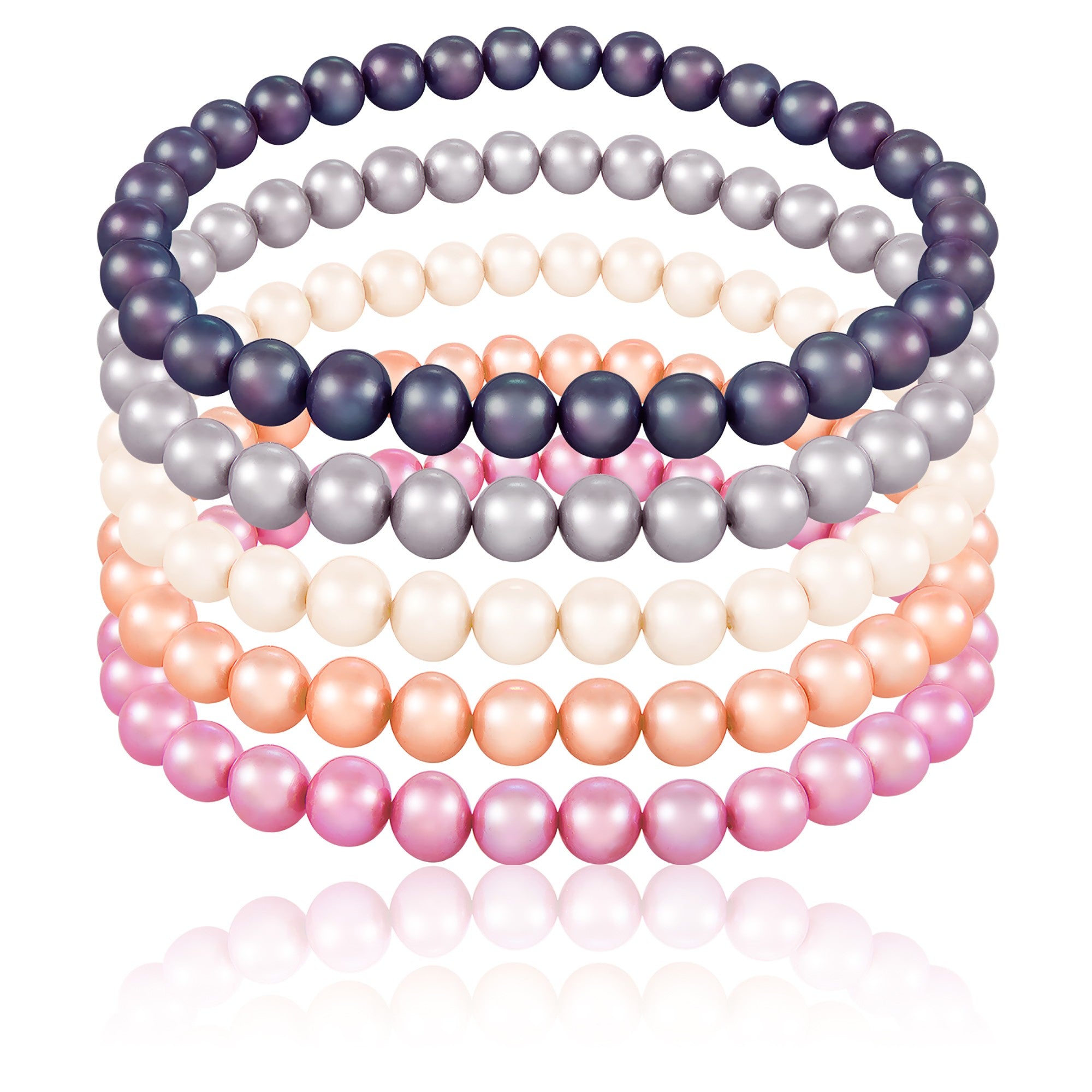 title:Splendid Pearls Set Of 5 Elastic Bracelets;color:Multicolor